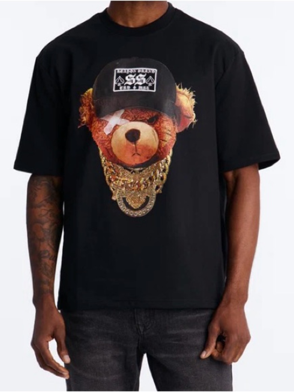 Rich Teddy Rhinestone Men’s Size Large Loose Fit Tee